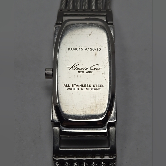 Womens Kenneth Cole New York KC-4615 Silver Tone Tank Quartz Watch New Battery - Picture 8 of 8